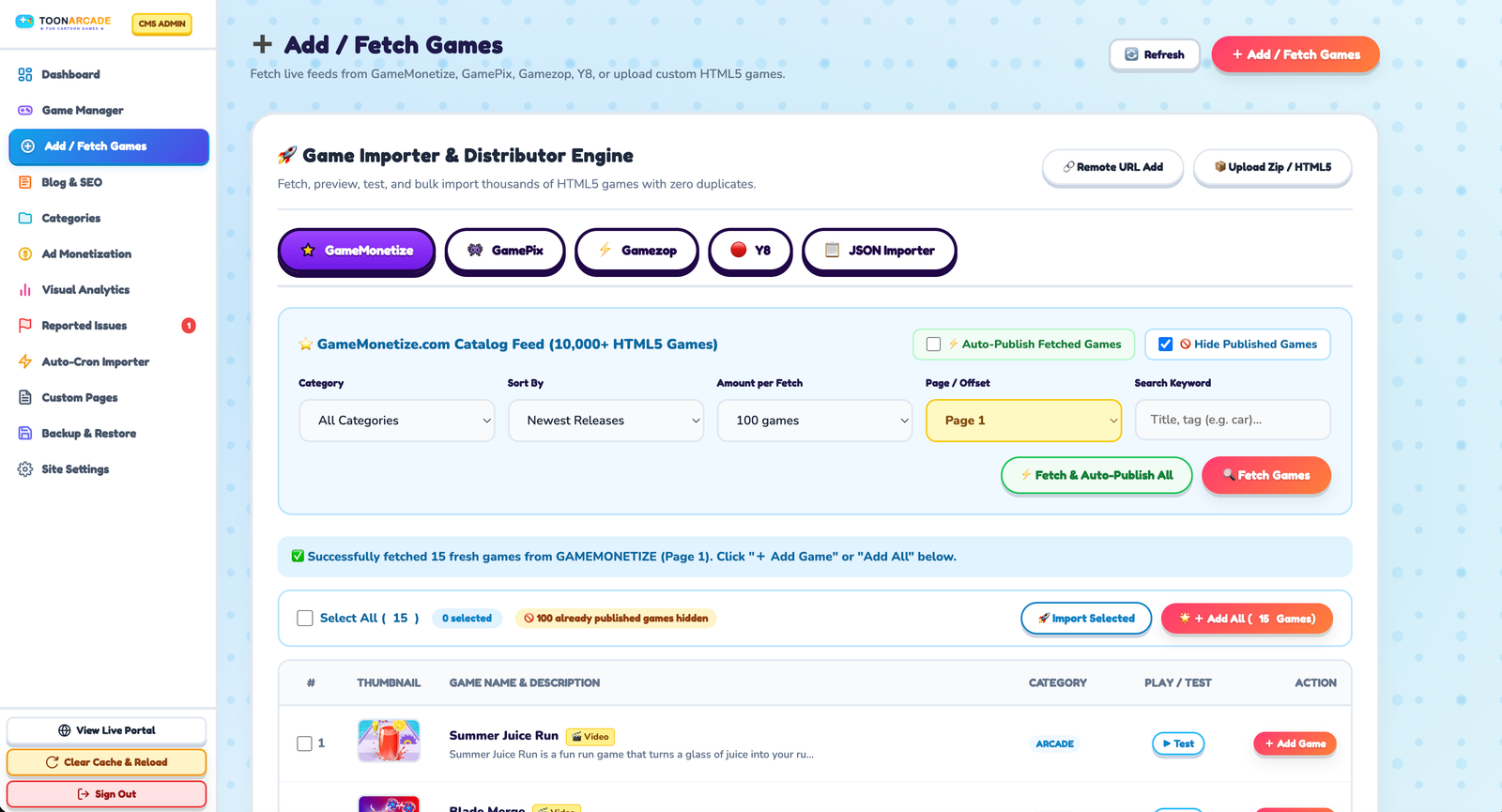 FoxCade Responsive Game Portal Showcase Preview 2